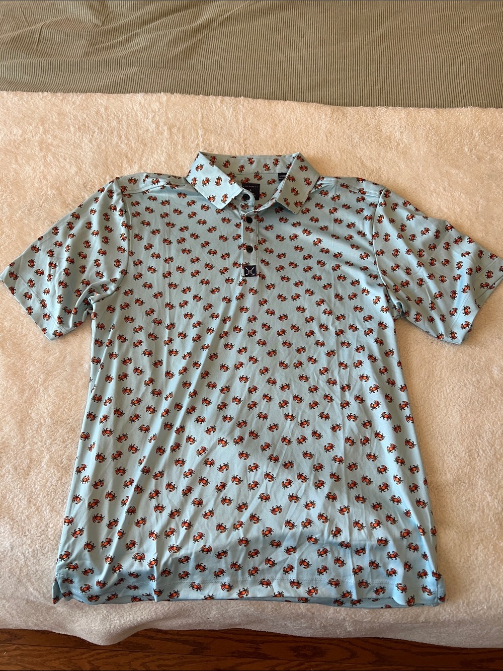 Men's Sky Blue Polo with Small Crab Print